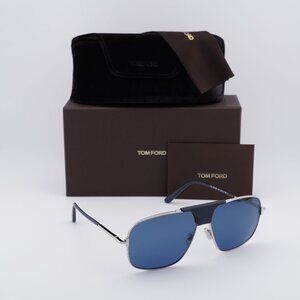 Tom Ford Tex FT1096 16V Aviator Sunglasses - Palladium/Blue